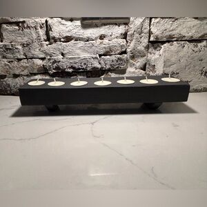 14” 7 Tea Lite Candle Holder Made From Reclaimed Wood